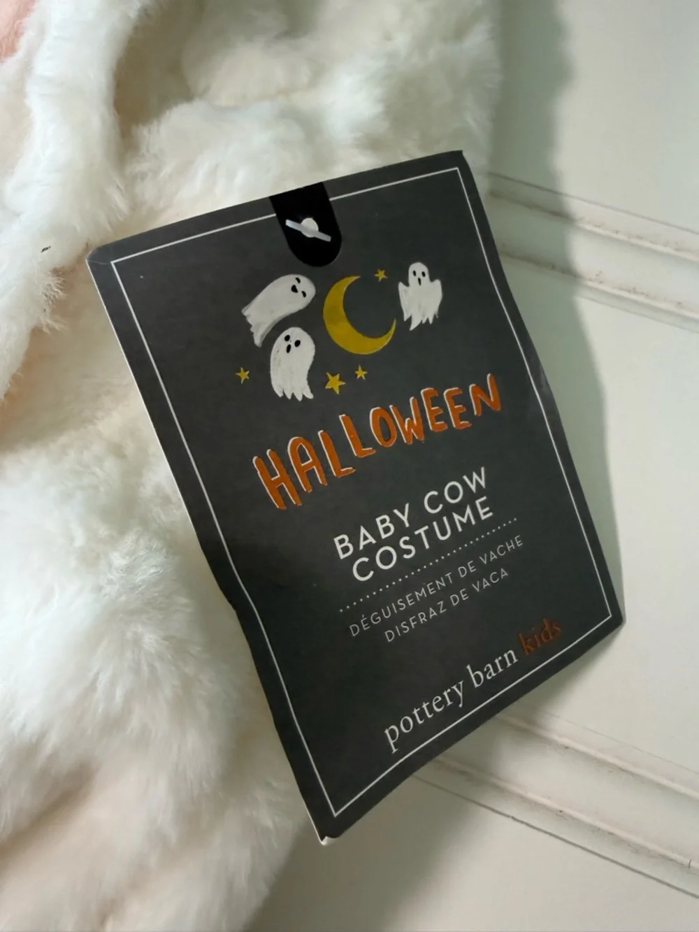 Pottery Barn Kids Baby Cow Halloween Costume 12-24 Months White Black NEW 1924 - Picture 3 of 5